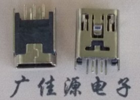 迷你Mini USB5P母座|直插短脚180度|B型立式款直插DIP