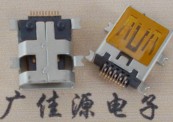 Mini USB母座10P|飞利浦SMT全贴片肆脚鱼叉|B型定位柱1.0MM