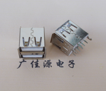USB A母双层带贰个卡勾|有卷边白胶芯|180度插板长14MM电脑连接器 USB A母双层带贰个卡勾|有卷边白胶芯|180度插板长14MM电脑连接器