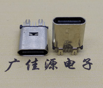 USB TYPE C直立式14P母座,四鱼叉脚插板/端子DIP