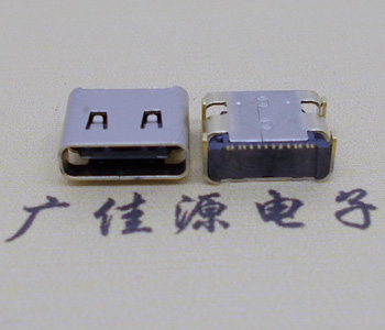 Type C板上14P母座连接器,USB Type C四脚插件/电源脚单排贴