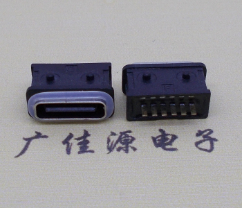 直插立式防水usb type c6p接头母座连接器