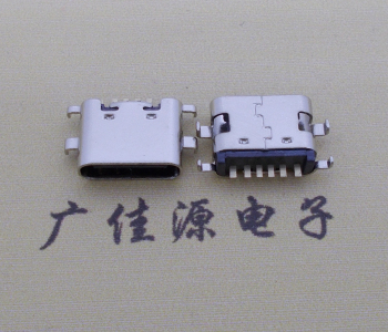 沉板1.6肆插脚type-c6p简易充电母座L=6.5连接器