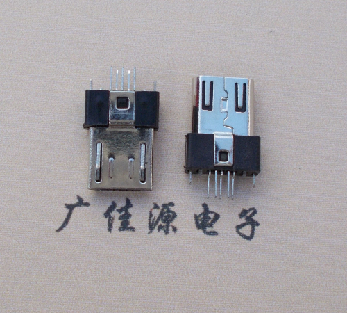 Micro USB插头夹板1.0mm厚板带接地线外露加弹片
