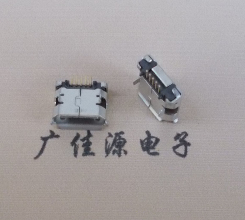 Micro USB卷口插板间距5.9mm有柱镀雾锡